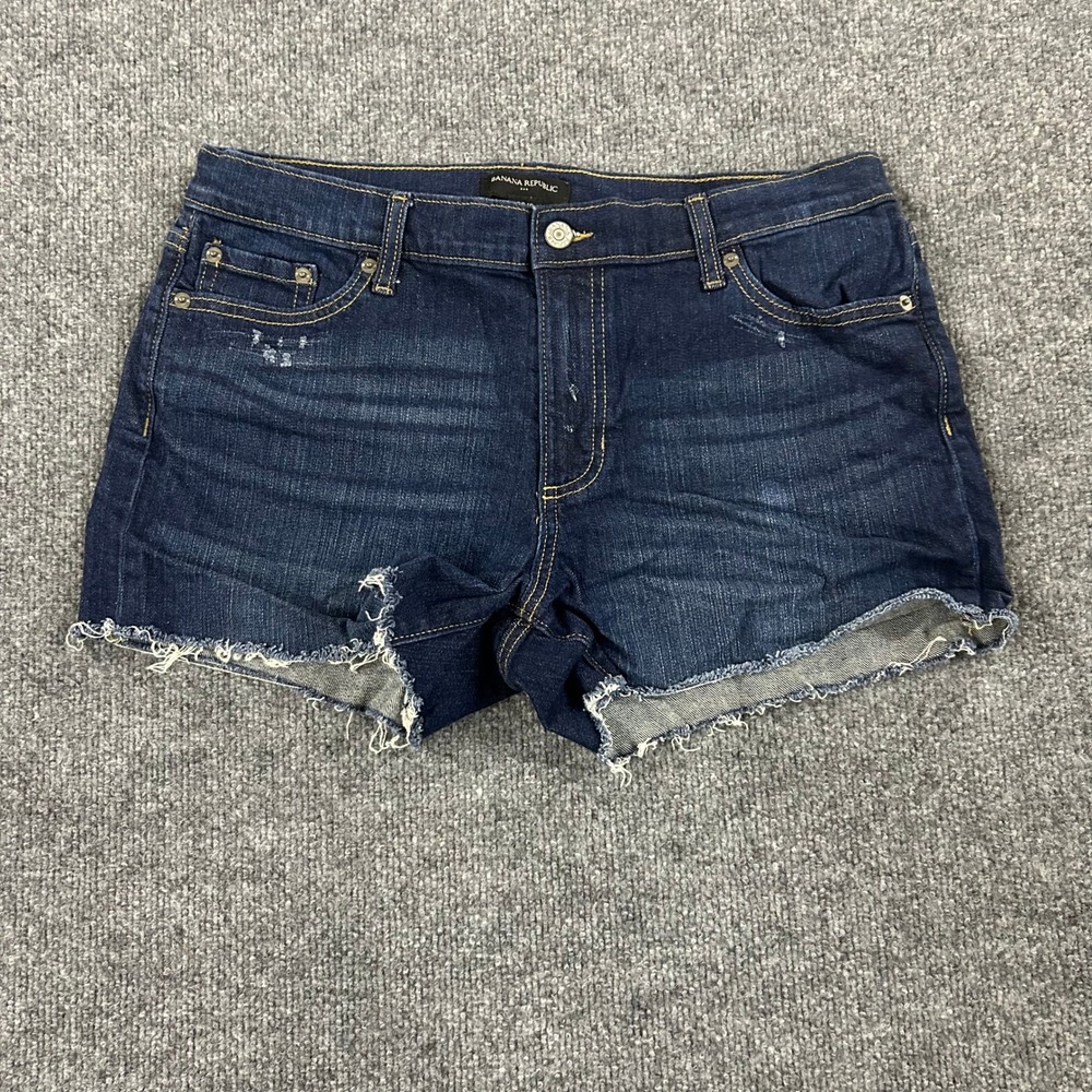 Banana Republic Denim Shorts Womens Size 29/8 Dark Raw Hem Distressed
